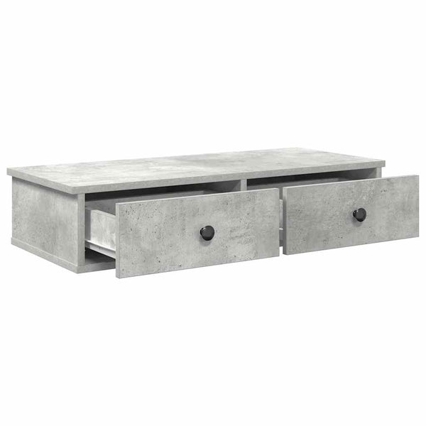 Wandregal Betongrau mit Schubladen 80cm