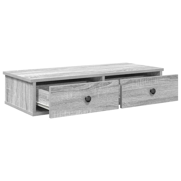 Wandregal Grau Sonoma mit Schubladen 80 cm