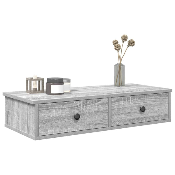 Wandregal Grau Sonoma mit Schubladen 80 cm