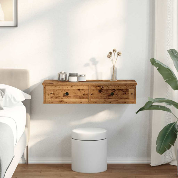 vidaXL Étagère murale avec tiroirs aspect bois recyclé 80x31x17 cm Bois d'ingénierie
