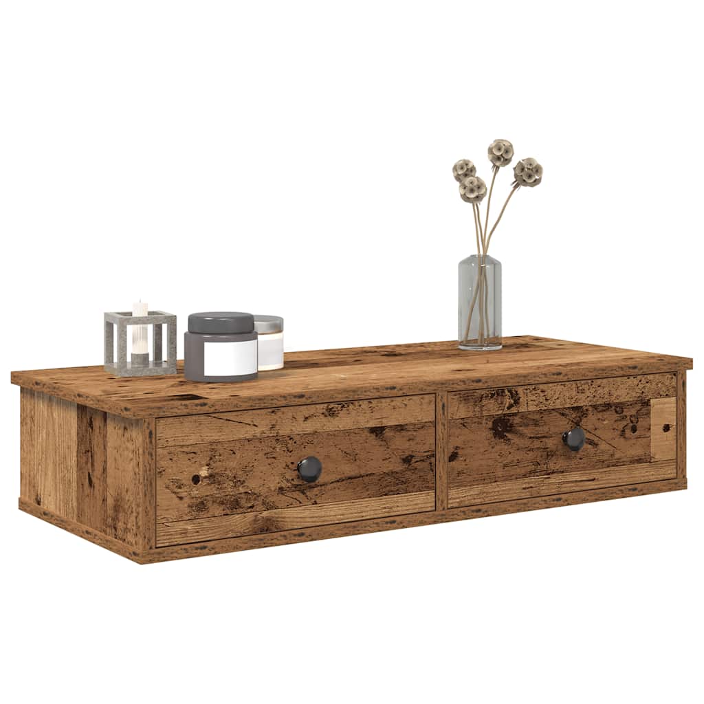 vidaXL Étagère murale avec tiroirs aspect bois recyclé 80x31x17 cm Bois d'ingénierie