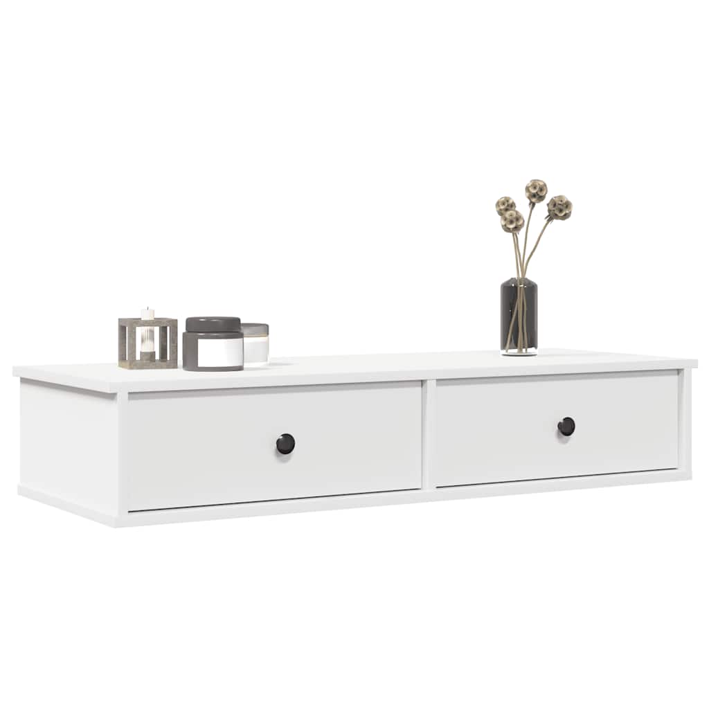 vidaXL Étagère murale avec tiroirs blanc 100x37,5x19 cm Bois d'ingénierie