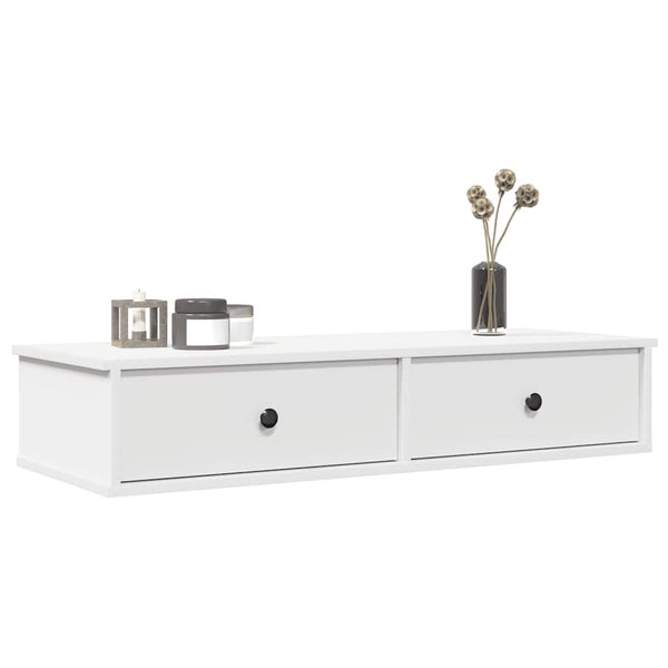 vidaXL Étagère murale avec tiroirs blanc 100x37,5x19 cm Bois d'ingénierie