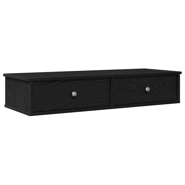 Wandregal Schwarz mit Schubladen 100cm