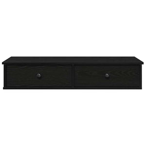 Wandregal Schwarz mit Schubladen 100cm