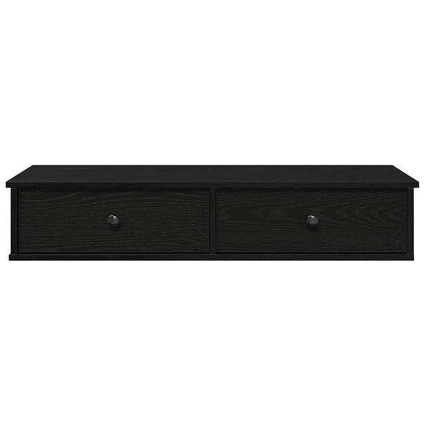 Wandregal Schwarz mit Schubladen 100cm