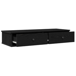Wandregal Schwarz mit Schubladen 100cm