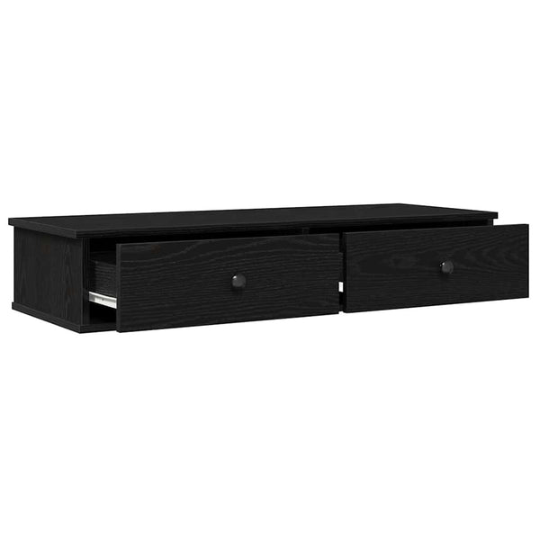 Wandregal Schwarz mit Schubladen 100cm