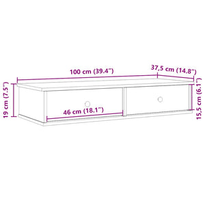 Wandregal Schwarz mit Schubladen 100cm