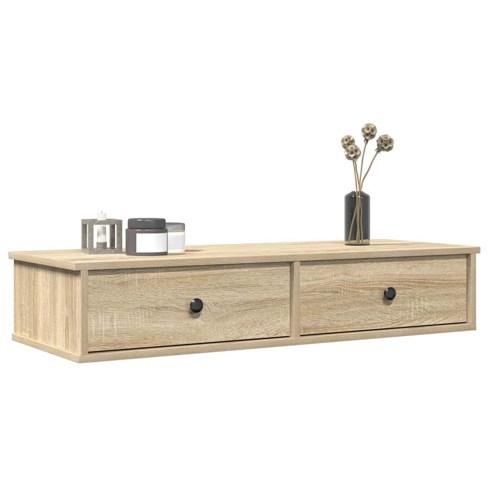 vidaXL Wall Shelf with Drawers Sonoma Oak 100x37.5x19 cm