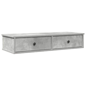vidaXL Étagère murale avec tiroirs gris béton 100x37,5x19 cm Bois d'ingénierie