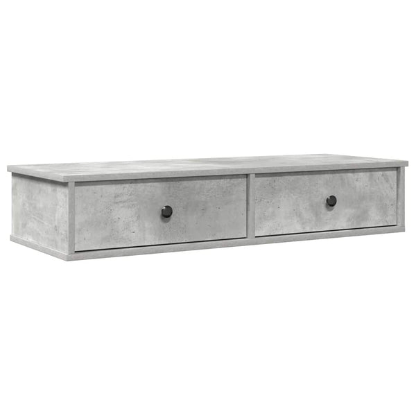 vidaXL Étagère murale avec tiroirs gris béton 100x37,5x19 cm Bois d'ingénierie