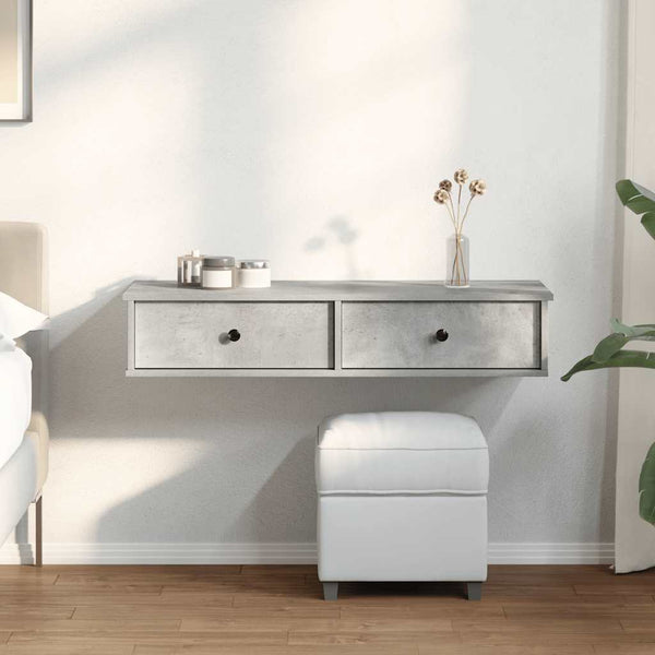 vidaXL Étagère murale avec tiroirs gris béton 100x37,5x19 cm Bois d'ingénierie