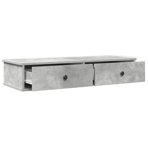 vidaXL Étagère murale avec tiroirs gris béton 100x37,5x19 cm Bois d'ingénierie