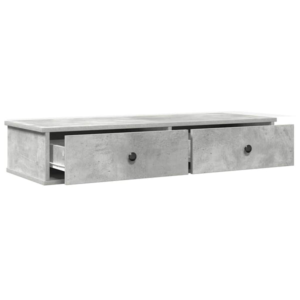 vidaXL Étagère murale avec tiroirs gris béton 100x37,5x19 cm Bois d'ingénierie