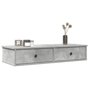 vidaXL Étagère murale avec tiroirs gris béton 100x37,5x19 cm Bois d'ingénierie