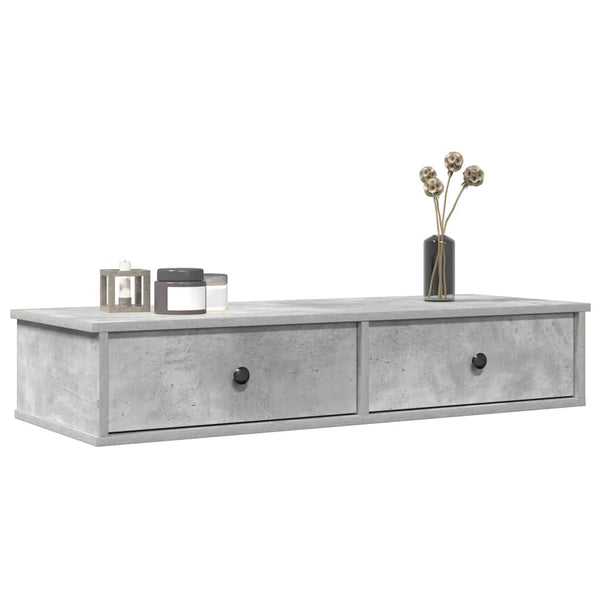 vidaXL Étagère murale avec tiroirs gris béton 100x37,5x19 cm Bois d'ingénierie