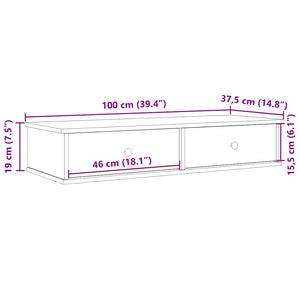 Wandregal Räuchereiche mit Schubladen 100cm