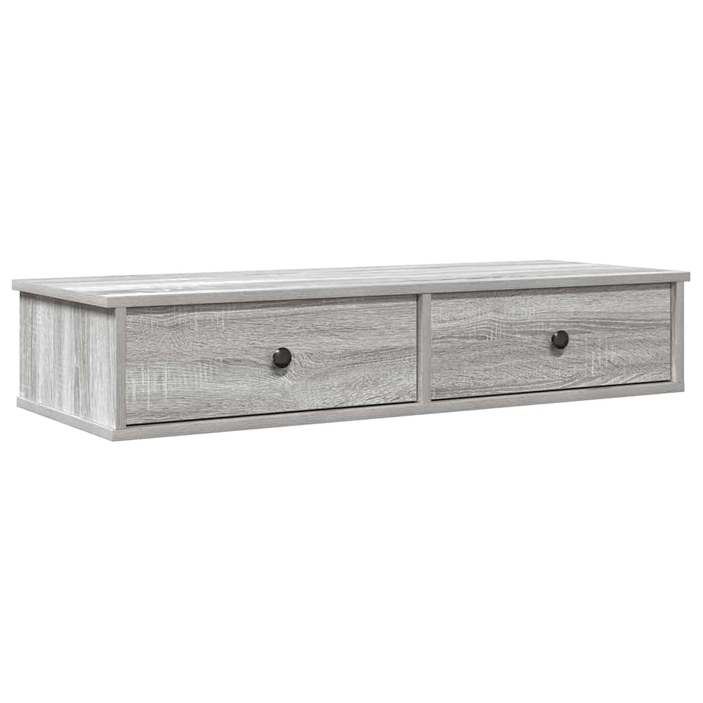 vidaXL Wall Shelf with Drawers Sonoma Grey 100x37.5x19 cm