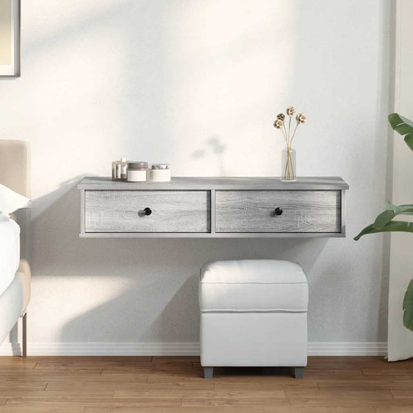 Wandregal Grau Sonoma mit Schubladen 100cm