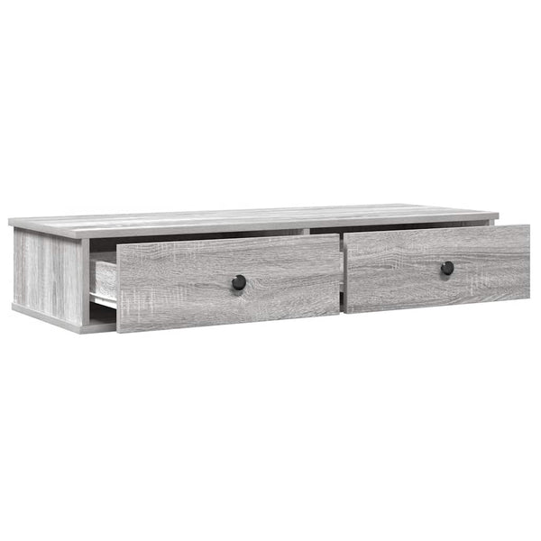 Wandregal Grau Sonoma mit Schubladen 100cm