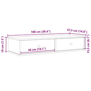 Wandregal Grau Sonoma mit Schubladen 100cm