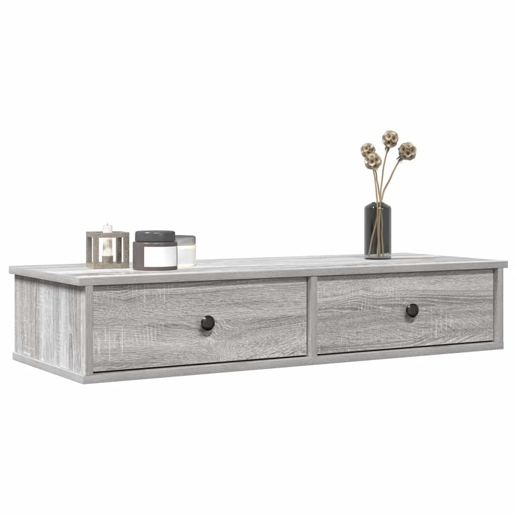 Wandregal Grau Sonoma mit Schubladen 100cm