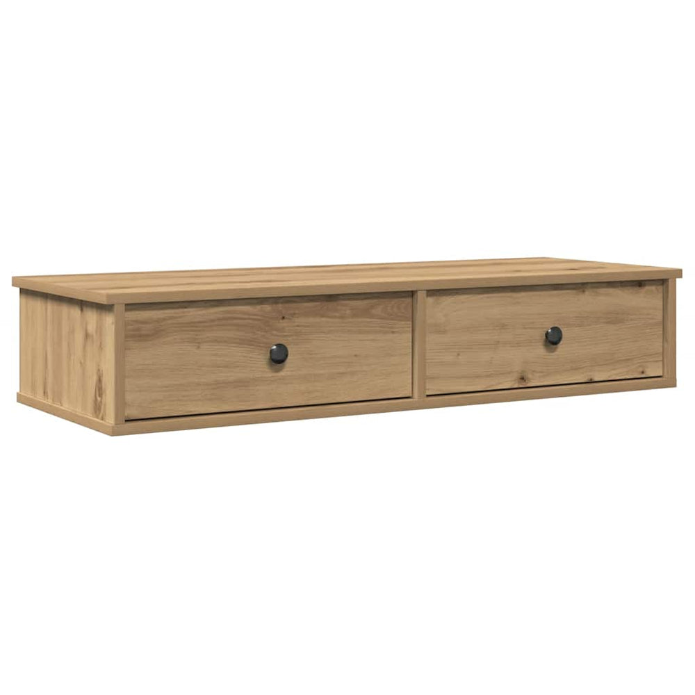 vidaXL Wall Shelf with Drawers Artisan Oak 100x37.5x19 cm