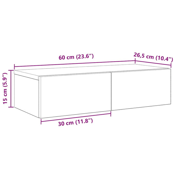Wandregal Weiß mit Schubladen 60 cm