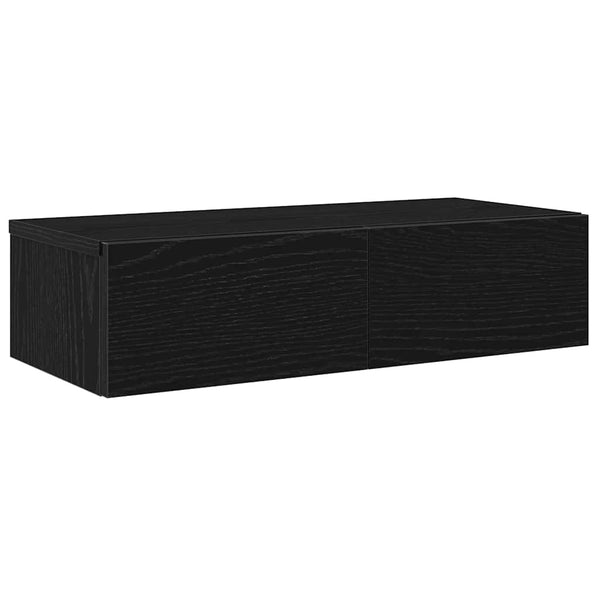 Schwarzes Wandregal mit Schubladen 60 cm