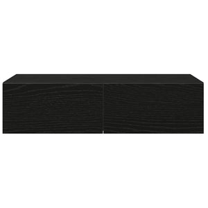 Schwarzes Wandregal mit Schubladen 60 cm