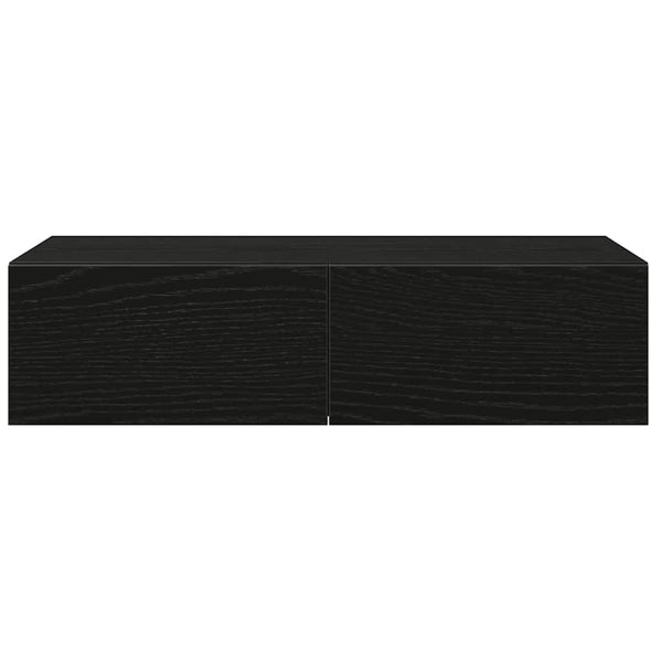 Schwarzes Wandregal mit Schubladen 60 cm