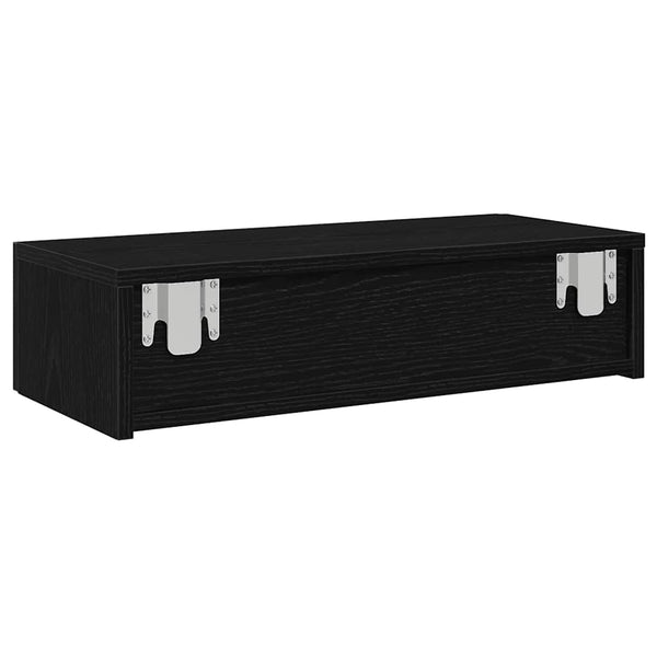 Schwarzes Wandregal mit Schubladen 60 cm