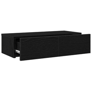 Schwarzes Wandregal mit Schubladen 60 cm