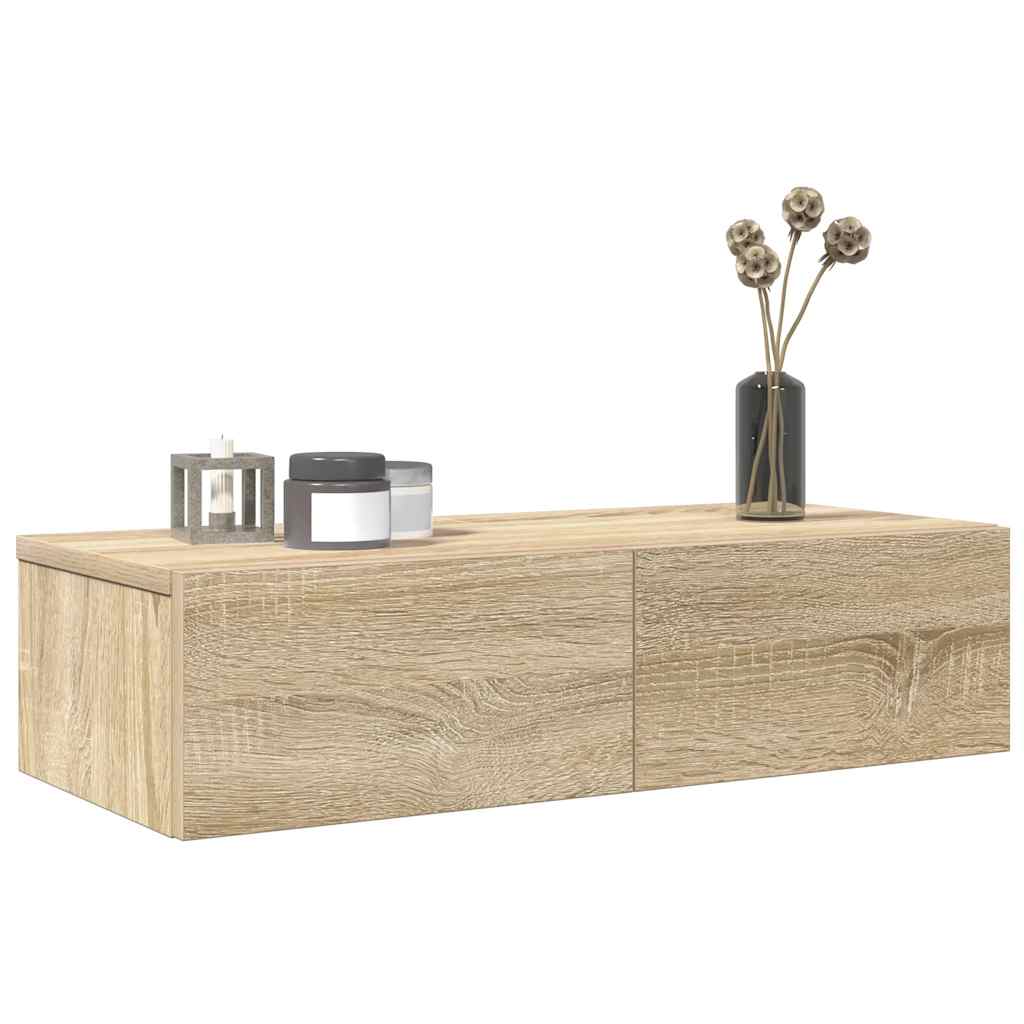 Wandregal Sonoma Eiche mit Schubladen 60 cm
