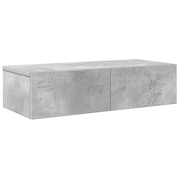 Wandregal Betongrau mit Schubladen 60cm