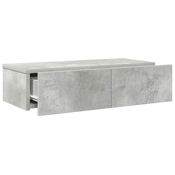 Wandregal Betongrau mit Schubladen 60cm