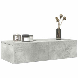 Wandregal Betongrau mit Schubladen 60cm