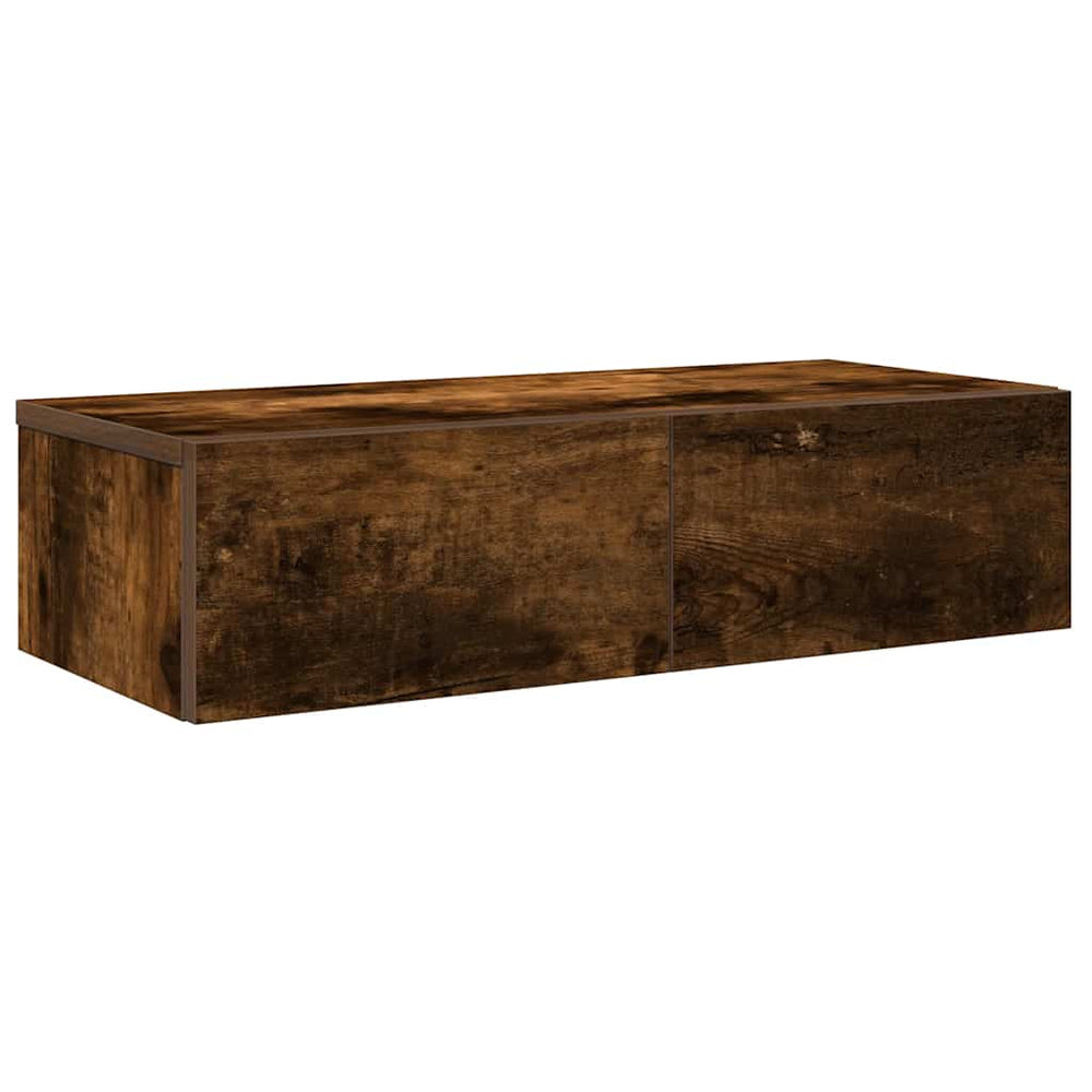 vidaXL Wall Shelf with Drawers Smoked Oak 60x26.5x15 cm
