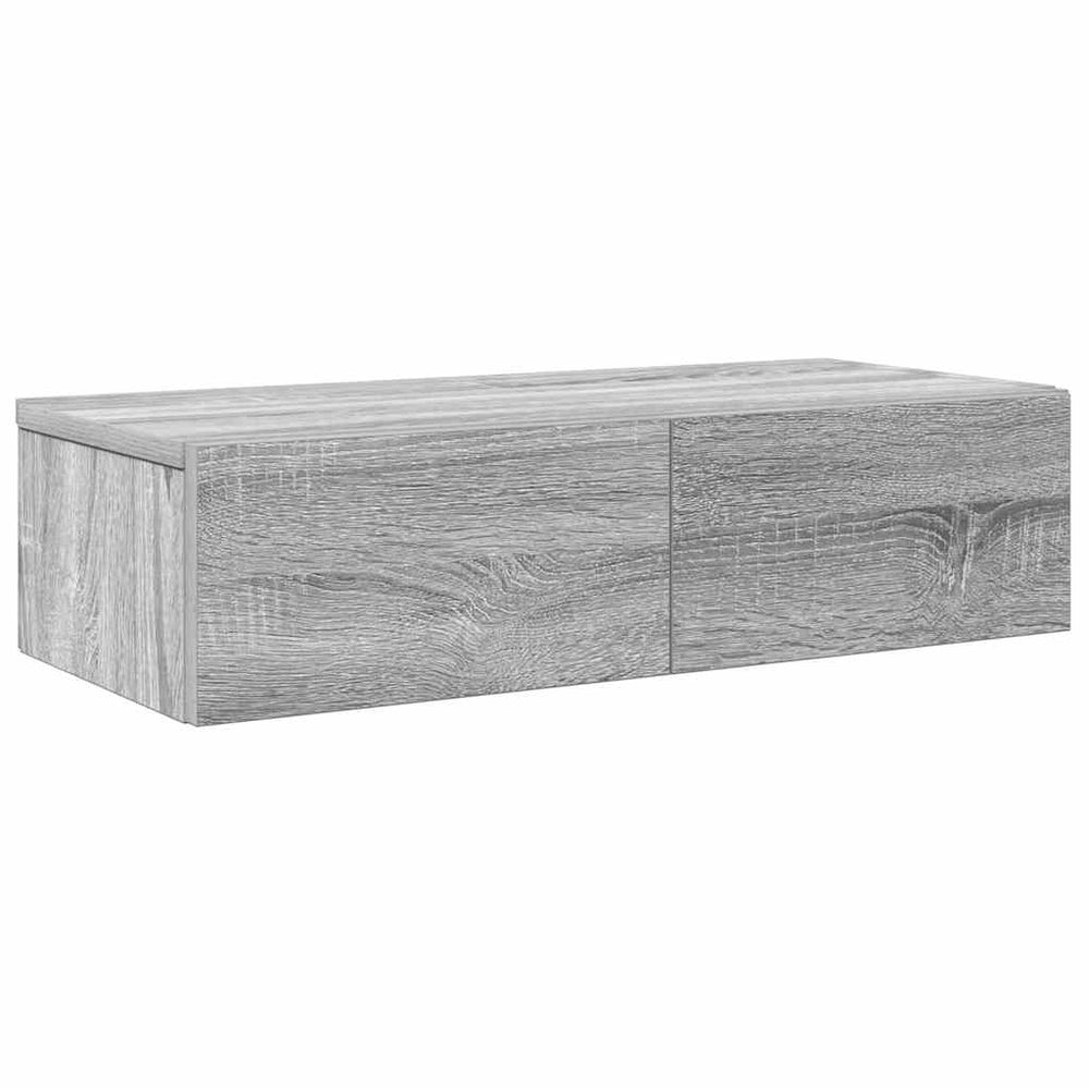 vidaXL Wall Shelf with Drawers Sonoma Grey 60x26.5x15cm Engineered Wood