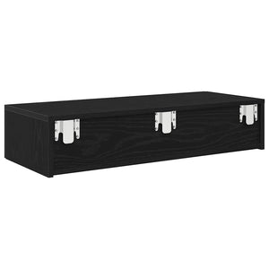 Wandregal Schwarz mit Schubladen 80cm