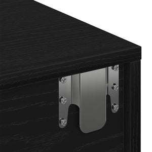 Wandregal Schwarz mit Schubladen 80cm