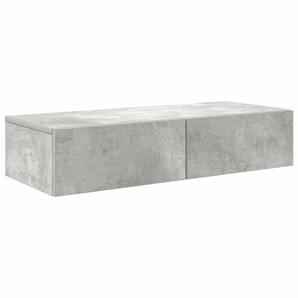 Wandregal Betongrau mit Schubladen 80 cm