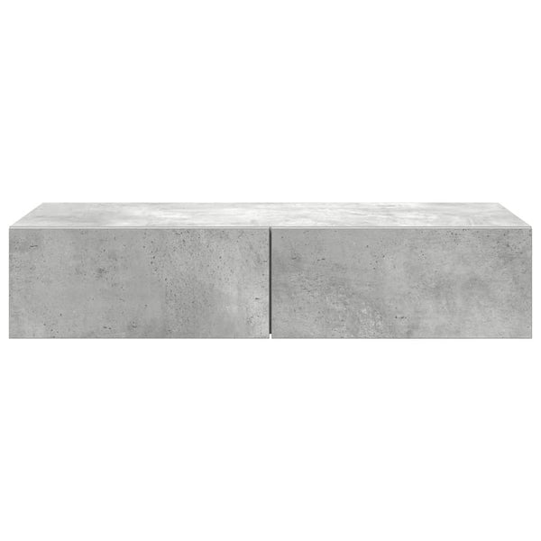 Wandregal Betongrau mit Schubladen 80 cm