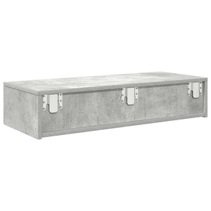 Wandregal Betongrau mit Schubladen 80 cm