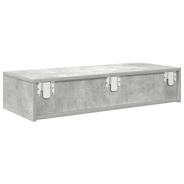 Wandregal Betongrau mit Schubladen 80 cm