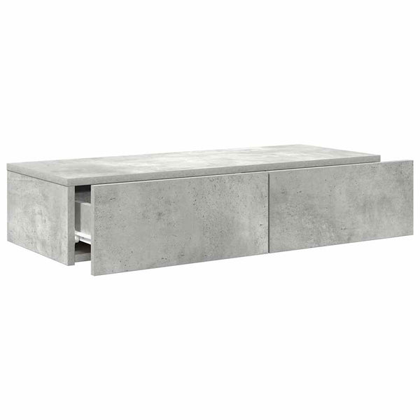 Wandregal Betongrau mit Schubladen 80 cm
