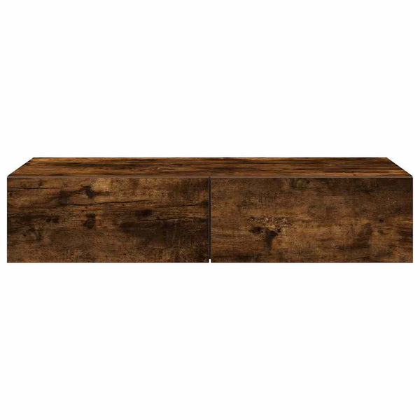 Wandregal Räuchereiche mit Schubladen 80cm
