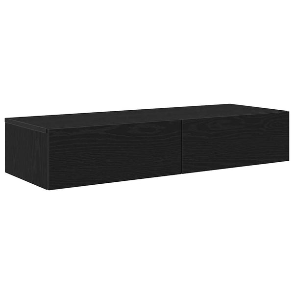 Wandregal Schwarz mit Schubladen 100cm