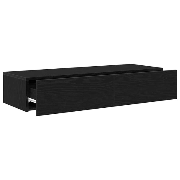 Wandregal Schwarz mit Schubladen 100cm